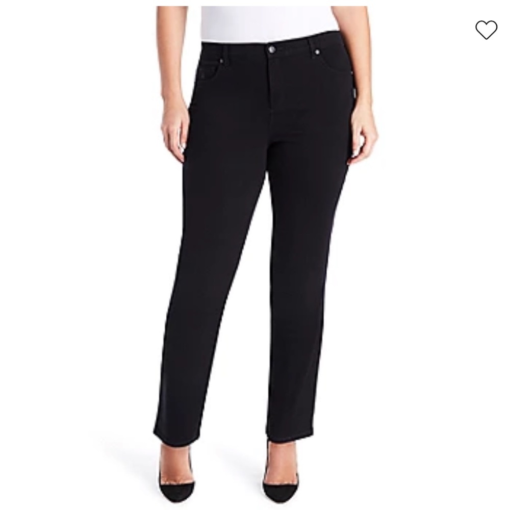 New.  Gloria Vanderbilt. Amanda Black Stretch Jeans. High Rise Straight Leg. 18W